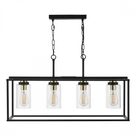 Abel 4 Light Bar Pendant Satin Black and Glass