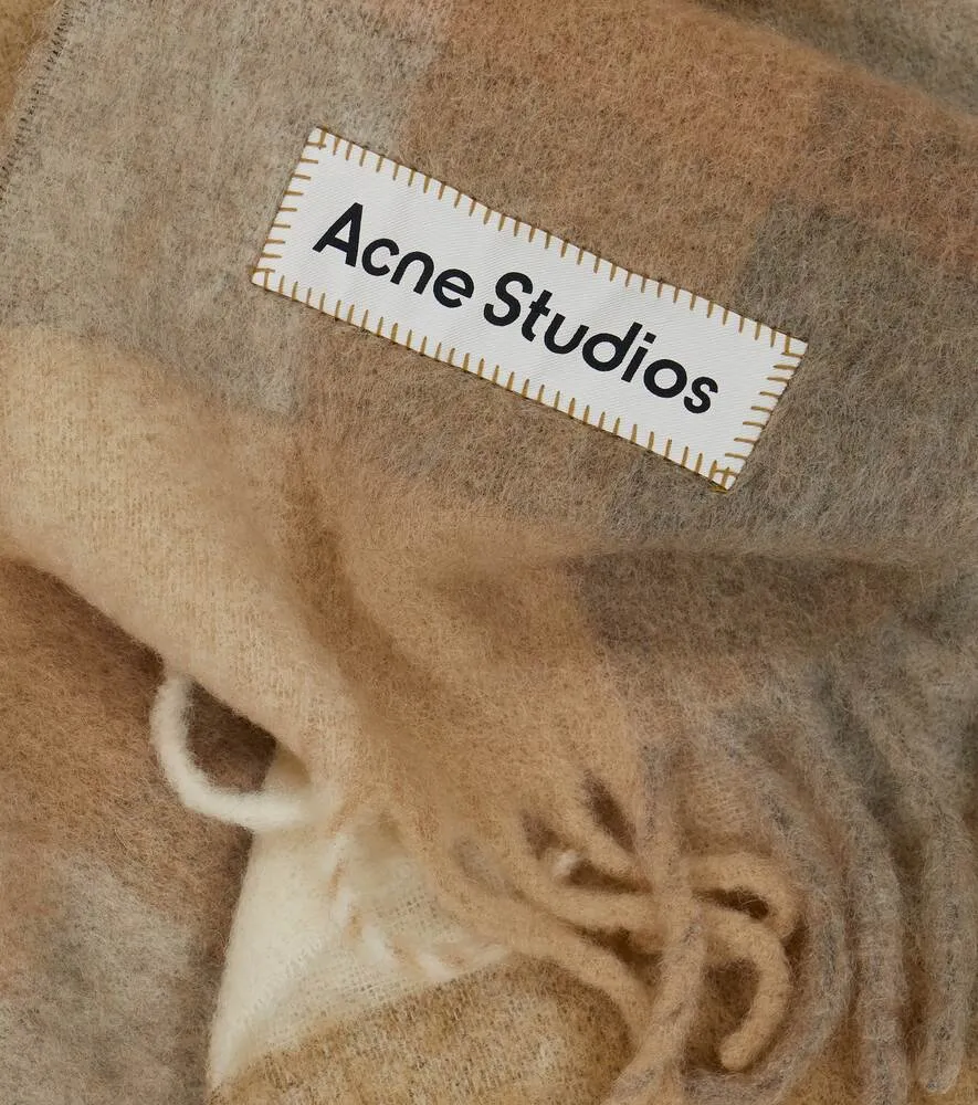 Acne Studios Alpaca Wool Blend Check Scarf, Multicolor