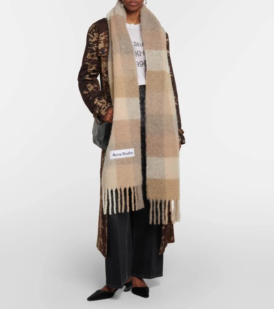 Acne Studios Alpaca Wool Blend Check Scarf, Multicolor