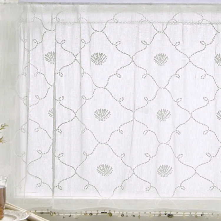 Beach Trellis Shell Trim Sheer Curtain Panel Sets