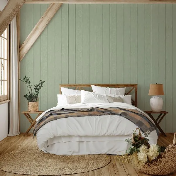 Belgravia Beaded Wood Panel Wallpaper Sage Green