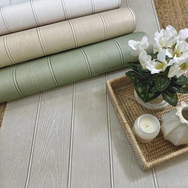 Belgravia Beaded Wood Panel Wallpaper Sage Green