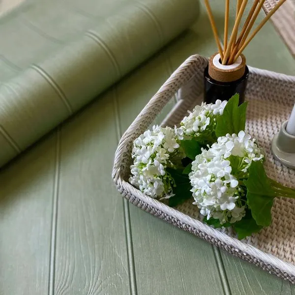 Belgravia Beaded Wood Panel Wallpaper Sage Green