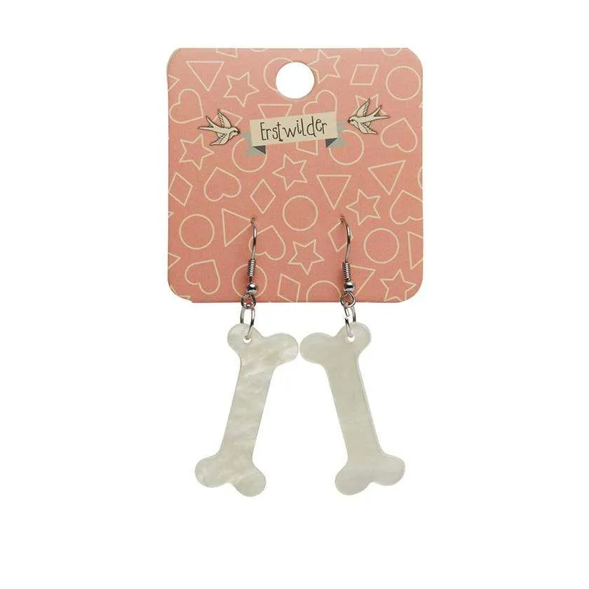 Bones Ripple Resin Drop Earrings - Cream