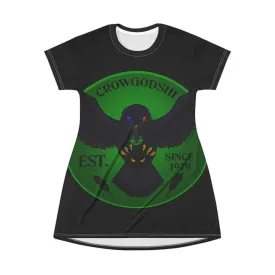Crowgodshi Symbol T-Shirt Dress, GREEN LOGO