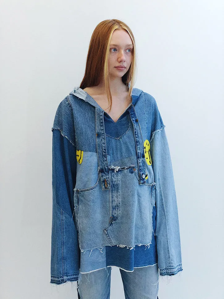 Kapital Kountry Denim Re-Construct Baja Parka, Smile Embroidery