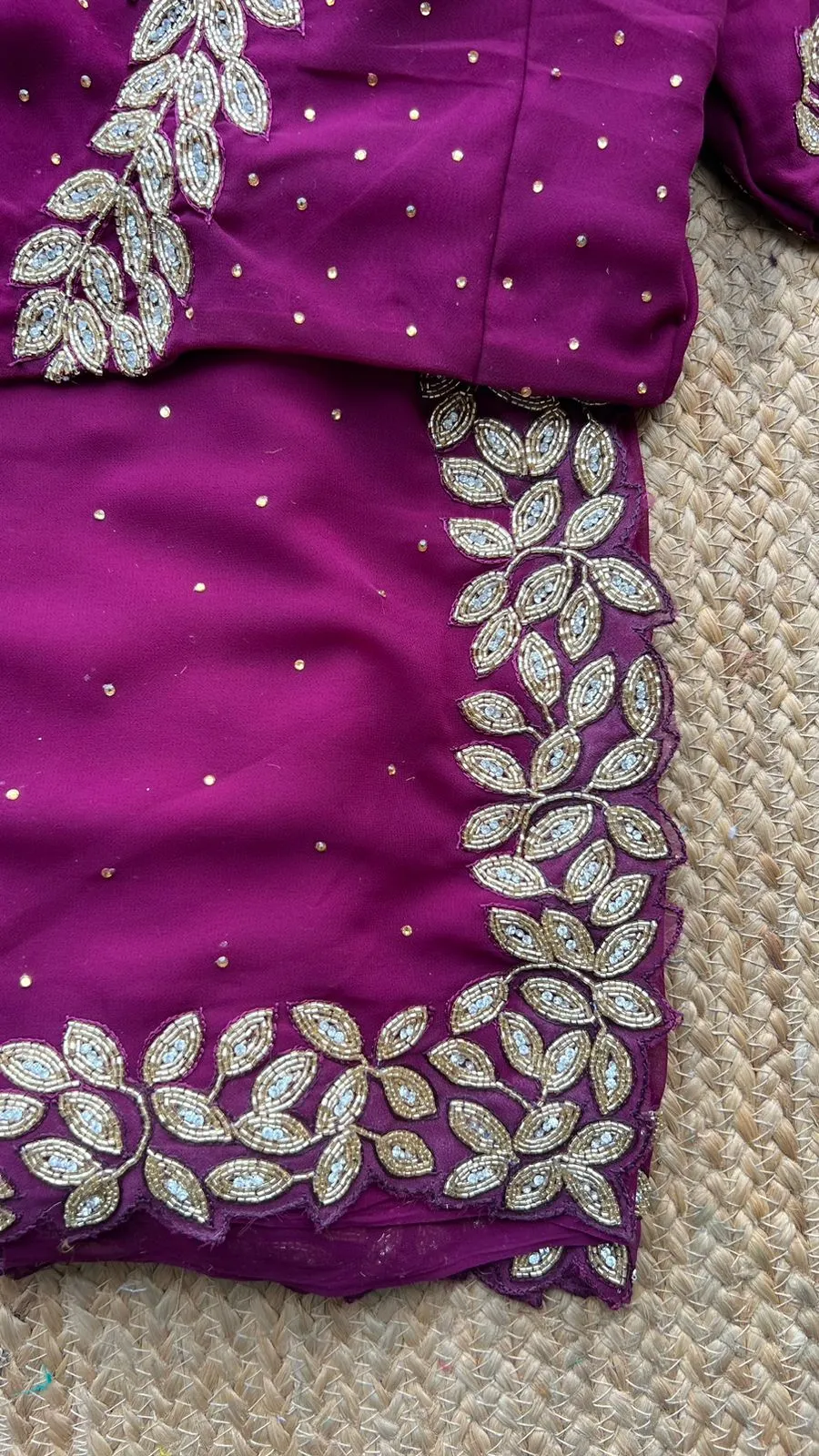 Purple georgette designer saree with handwork blouse