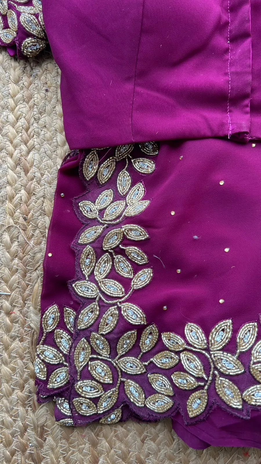 Purple georgette designer saree with handwork blouse